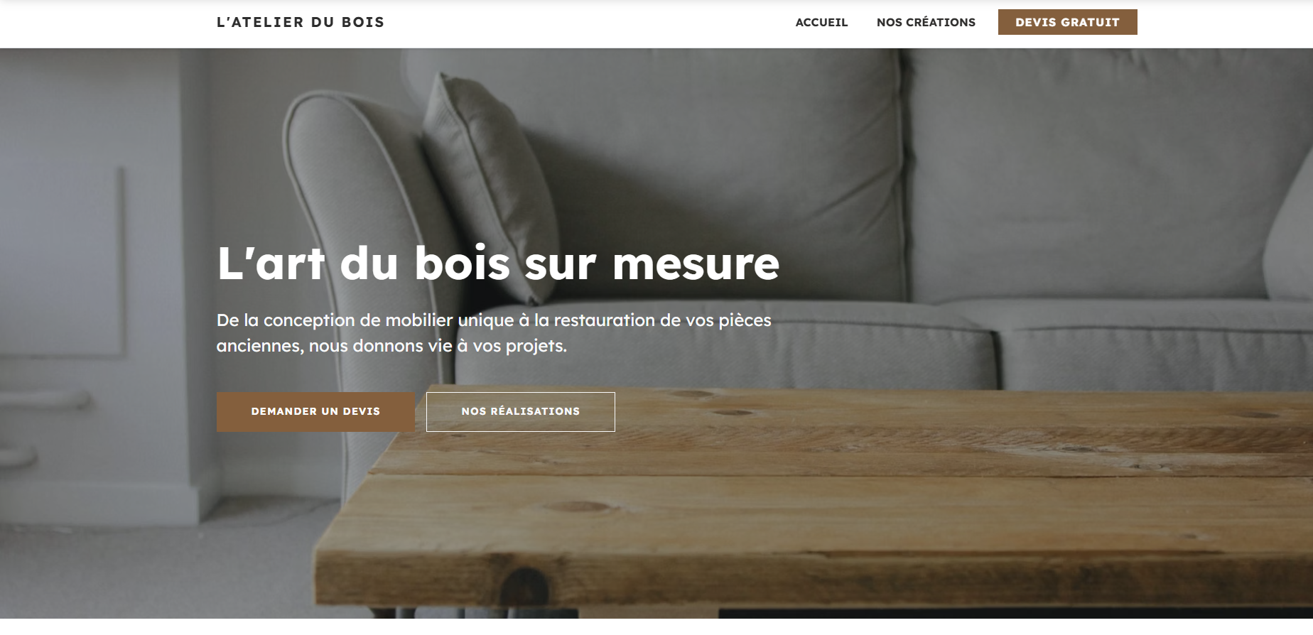 Aperçu du site : Atelier du bois